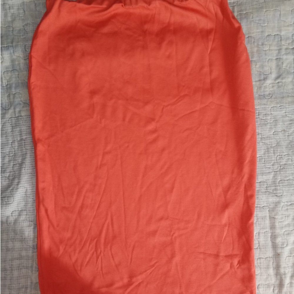 Orange Midi Pencil Skirt for Casual Wear